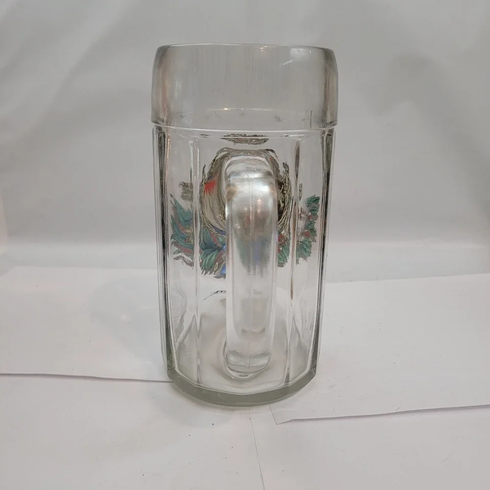 Bayern Beer Stein Mug Clear Glass München Coat of Arms Crest 0.5L